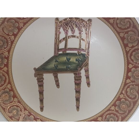 Unusual Plate Chair Motif by Oriental Accent Heavy 10.5" Classic Asian Decor - Picture 8 of 13